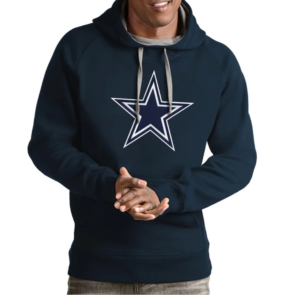 Dallas Cowboys Antigua Navy Blue Star Pullover Hoodie Size Large